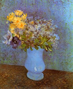 Vase With Lilacs, Daisies And Anemones — Vincent Willem Van Gogh