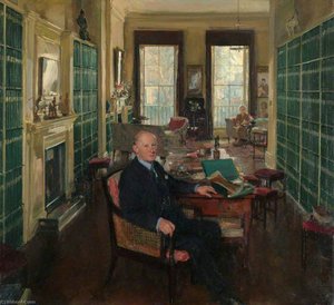 Sir Robert Witt In His Library At 32 Portman Square — Thomas Cantrell Dugdale, Impressionism