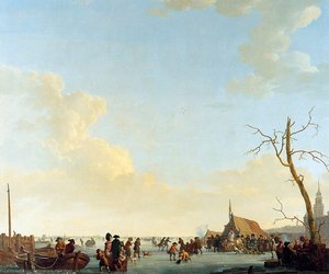 Merriment On Frozen River Sun — Abraham Van Strij