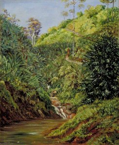 View Near Garoet, Java, Wild Bananas And Coffee Bushes In Front — Marianne North, Impressionism