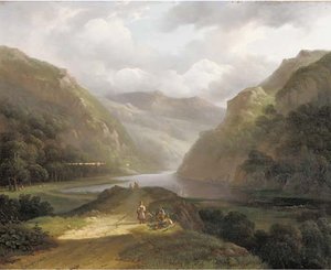 A Mountain Landscape With Countrymen Taking A Break — Louis Meijer