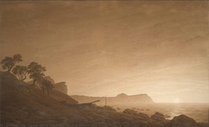 View Of Arkona With Rising Moon, C. 1805-1806 — Caspar David Friedrich, Romantic Landscape