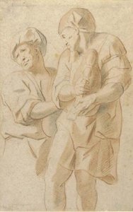 Two Figures, One Playing The Bagpipes — Jacob Jordaens
