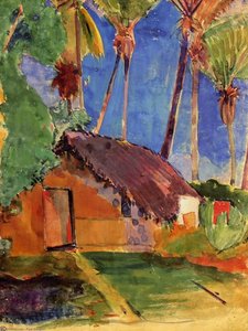 Hut Under The Coconut Palms — Eugène Henri Paul Gauguin, Post-impressionism