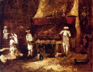 Roasting Two Pheasants — Adolphe Joseph Thomas Monticelli