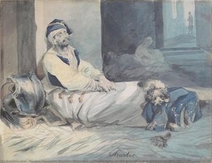 Wounded Cuirassier Lying On The Ground, A Dog Lying On His Feet — Nicolas Toussaint Charlet