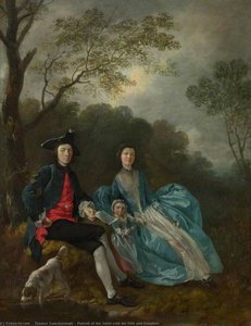 Portrait Of The Artist With His Wife And Daughter — Thomas Gainsborough, Rococo