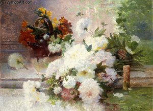 A Still Life With Autumn Flowers — Eugene Henri Cauchois