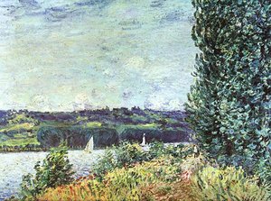 Banks Of The Seine, Wind Blowing — Alfred Sisley