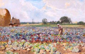 Gathering Cabbages On A Hampshire Farm — Sir David Scott Murray