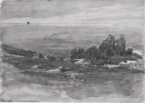 Coastal Scene With Ship — William Trost Richards