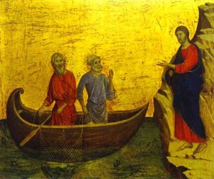 Maestó (back, Predella), The Calling Of St. Peter And St. Andrew — Duccio Di Buoninsegna, Gothic Art