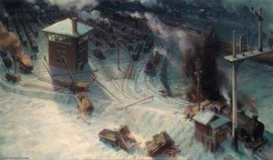 A Marshalling Yard In Wartime 'bomber's Moon' — John Edgar Platt