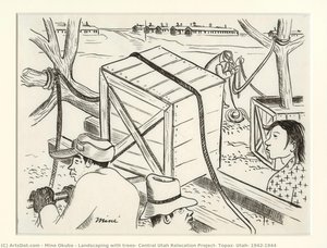 Landscaping With Trees, Central Utah Relocation Project, Topaz, Utah, 1942-1944 — Miné Okubo