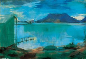 Lakeshore With Bathinghouse — Aurél Bernáth