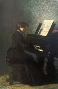 Elizabeth At The Piano, Oil On Canvas, Addison — Thomas Eakins