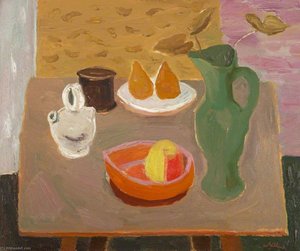 Still Life, Pears And Green Jug — Sir William George Gillies