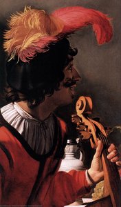 The Concert (detail) — Gerard Van Honthorst, Baroque