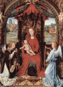 Madonna And Child Enthroned With Two Angels — Memling, Hans