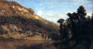Berkshire Foothills, Full Moon Over Meadowbrook — Aaron Draper Shattuck, Romanticism