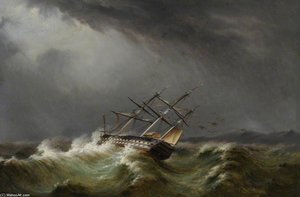Gun Ship In A Storm — Thomas Buttersworth