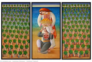 Untitled Triptych — Suleiman Mansour