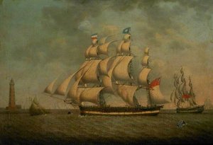 Whaler and Stone Lighthouse