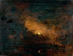 Moonlight With Shipping And Mill