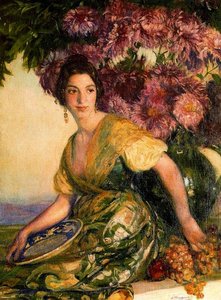 Valencian Girl With A Plate — José Mongrell Torrent, Art Nouveau