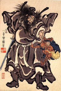 Shoki And Demon, Edo Period — Utagawa Kuniyoshi, Ukiyo-e