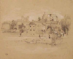 River Walk With Castle — Myles Birket Foster