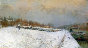 The Port Of Bercy, Winter — Albert-charles Lebourg, Impressionism