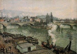 The Pont Corneille, Rouen, Grey Weather — Camille Pissarro