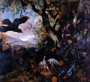 Landscape With Drugged Birds In The Flowers And Underbrush Of A Wood — Matthias Withoos (calzetta Bianca)