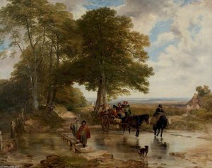 Market Cart At A Brook — Frederick Richard Lee