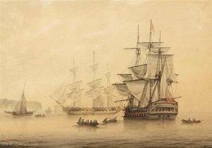 A British Two-decker Flying The Broad Pennant Of A Commodore — Samuel Atkins