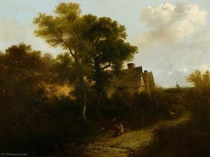 Pastoral Scene With Cottages And A Windmill — Edward Robert Smythe