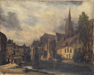 Saint Pierre De Caen Dit Aussi Vue De Caen Le Soir — Lottier Louis