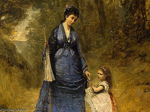 Madame Stumpf And Her Daughter (detail 1) - — Jean-baptiste-camille Corot