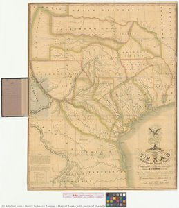 Map of Texas with parts of the adjoining states.