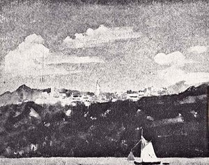 Lake And Hills, (painting) — Arthur B. Davies