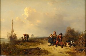 Die Kleinen Treidler. Signiert — Eduard Hildebrandt, Impressionism