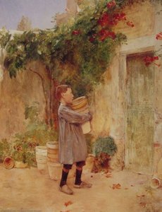 Boy With Flower Pots — Frederick Childe Hassam, Impressionism
