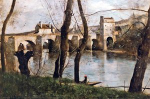The Bridge At Mantes — Jean-baptiste-camille Corot, Contemporary Realism
