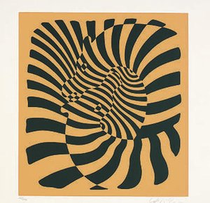 Zebras (orange) — Victor Vasarely, Op Art