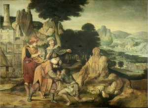 Samson kills the lion with his bare hands