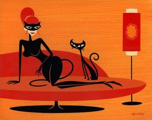 Black Kitten In Orange — Josh Agle (shag), Pop Surealism