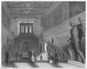 Main Stairs, Neues Museum, About 1850, Source: Berlin Und Seine Kunstschätze, Payne Leipzig Und Dresden, Ca. 1850 — Friedrich August Stuler