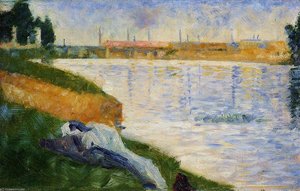 Bathing At Asnieres - Clothing On The Grass — Georges Seurat, Neo-impressionism