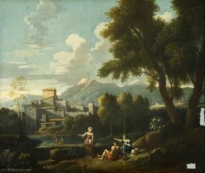 Landscape With A Building And Distant Mountains — Jan Frans Van Bloemen, Baroque